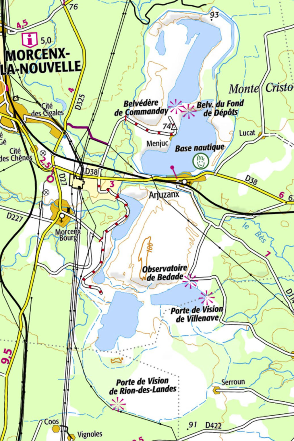 Copie d'écran de la carte de la région de Morcenx